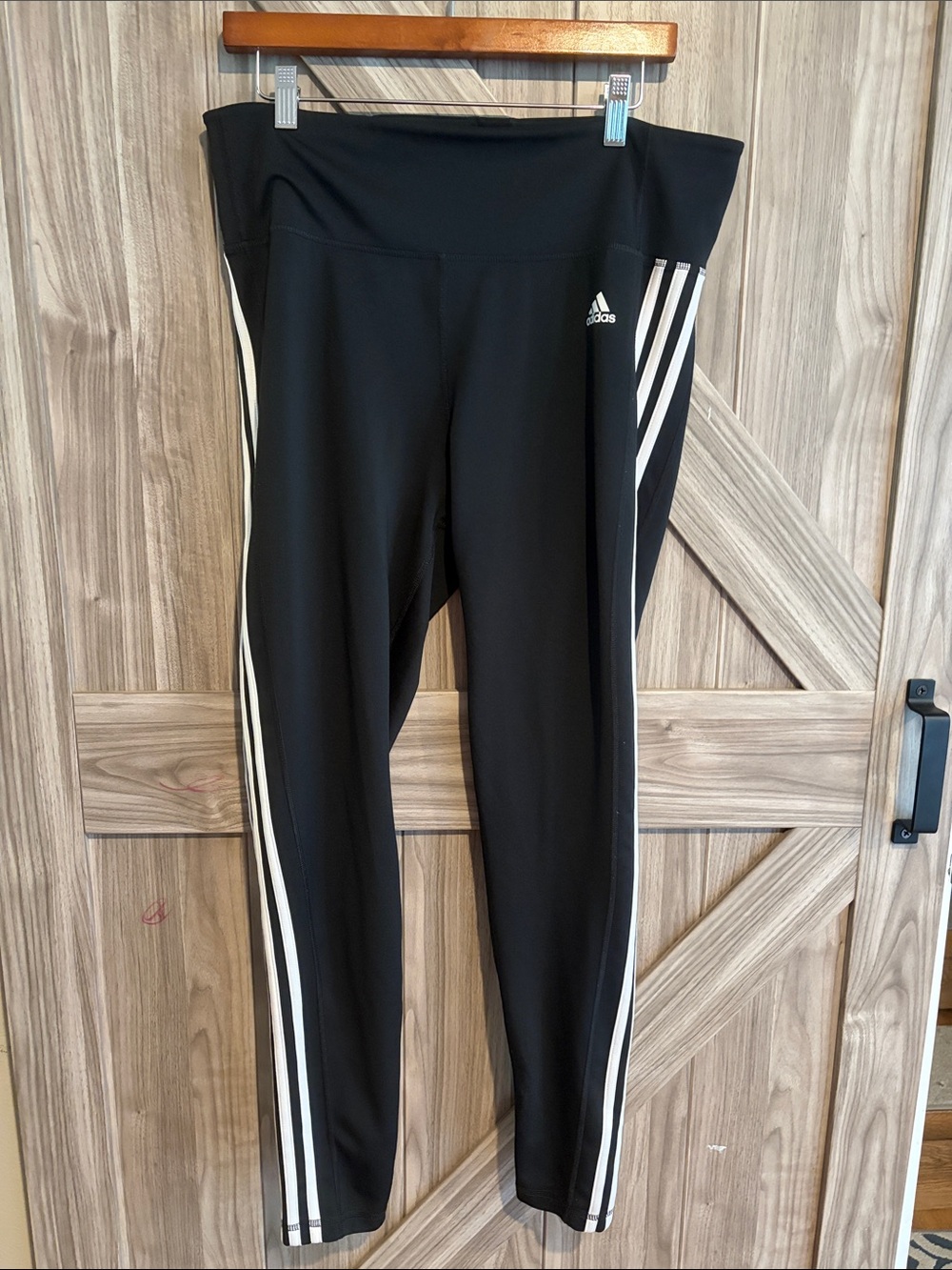adidas Climalite Black Leggings with White Side Stripes